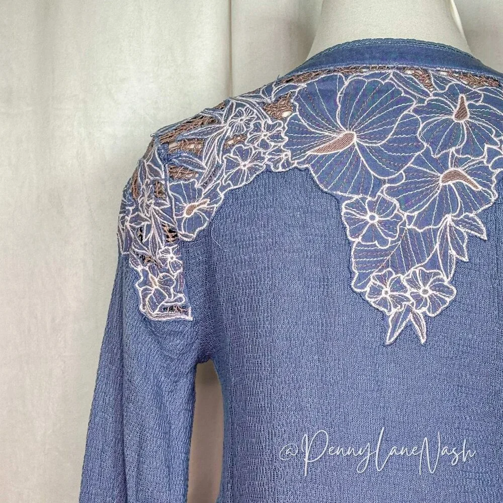Free People Easy Breezy Henley Top Just Dusk Combo